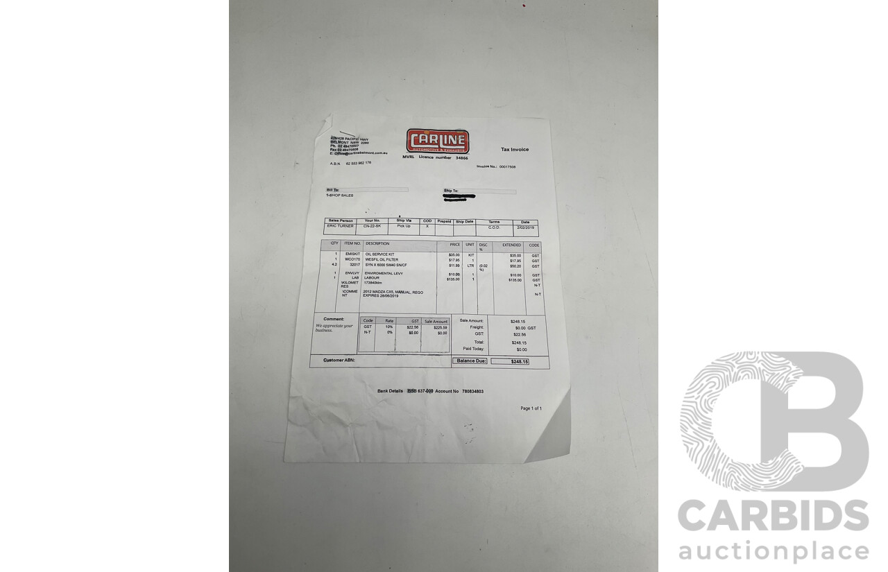 6/2012 Mazda CX-5 MAXX (4x2) 4d Wagon Black 2.0L