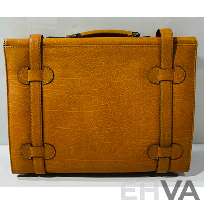 Vintage Gold Pfeil Caracciola Briefcase in Cognac Leather with Brass Hardware & Golden Arrow Logo Made in West Germany