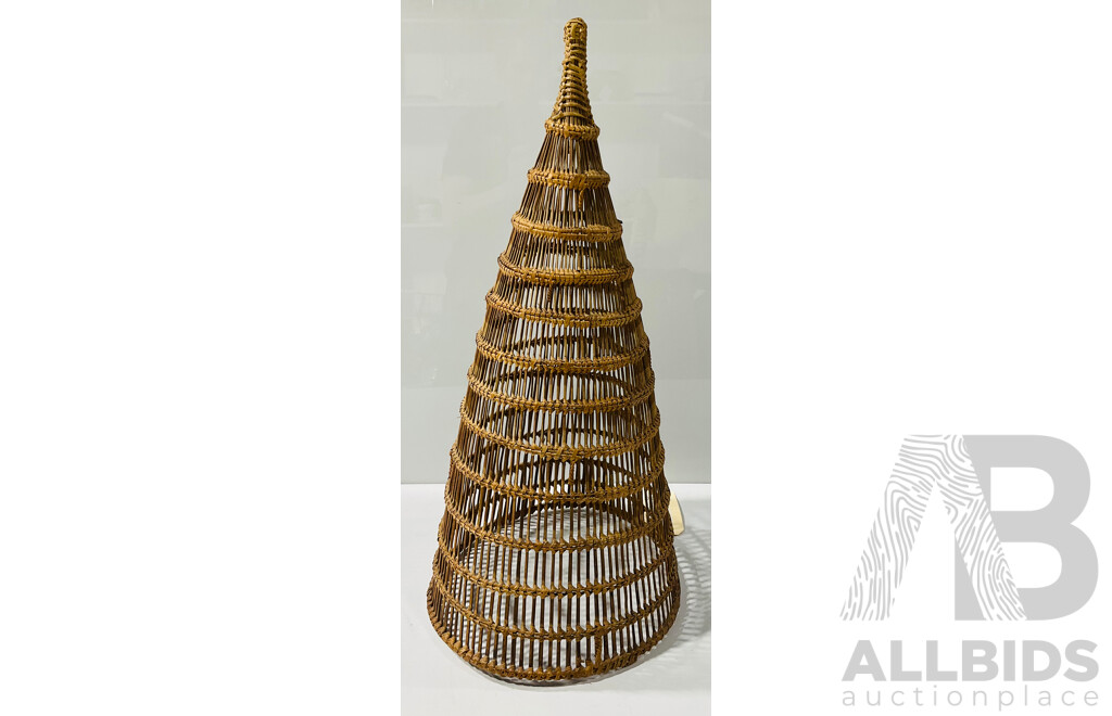 Vintage Woven Cane Fish Trap