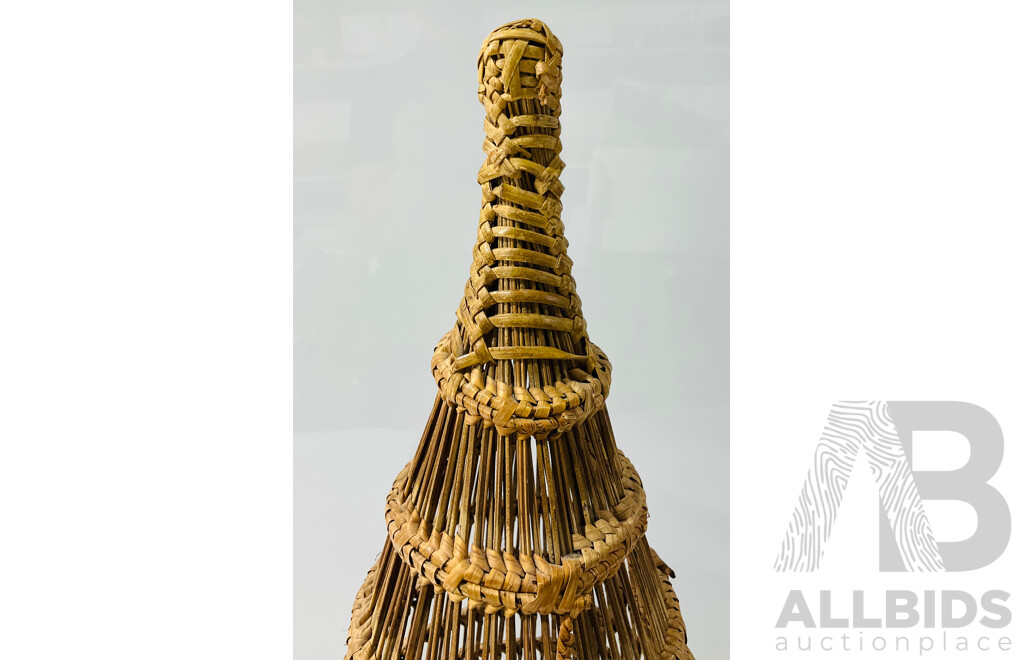 Vintage Woven Cane Fish Trap