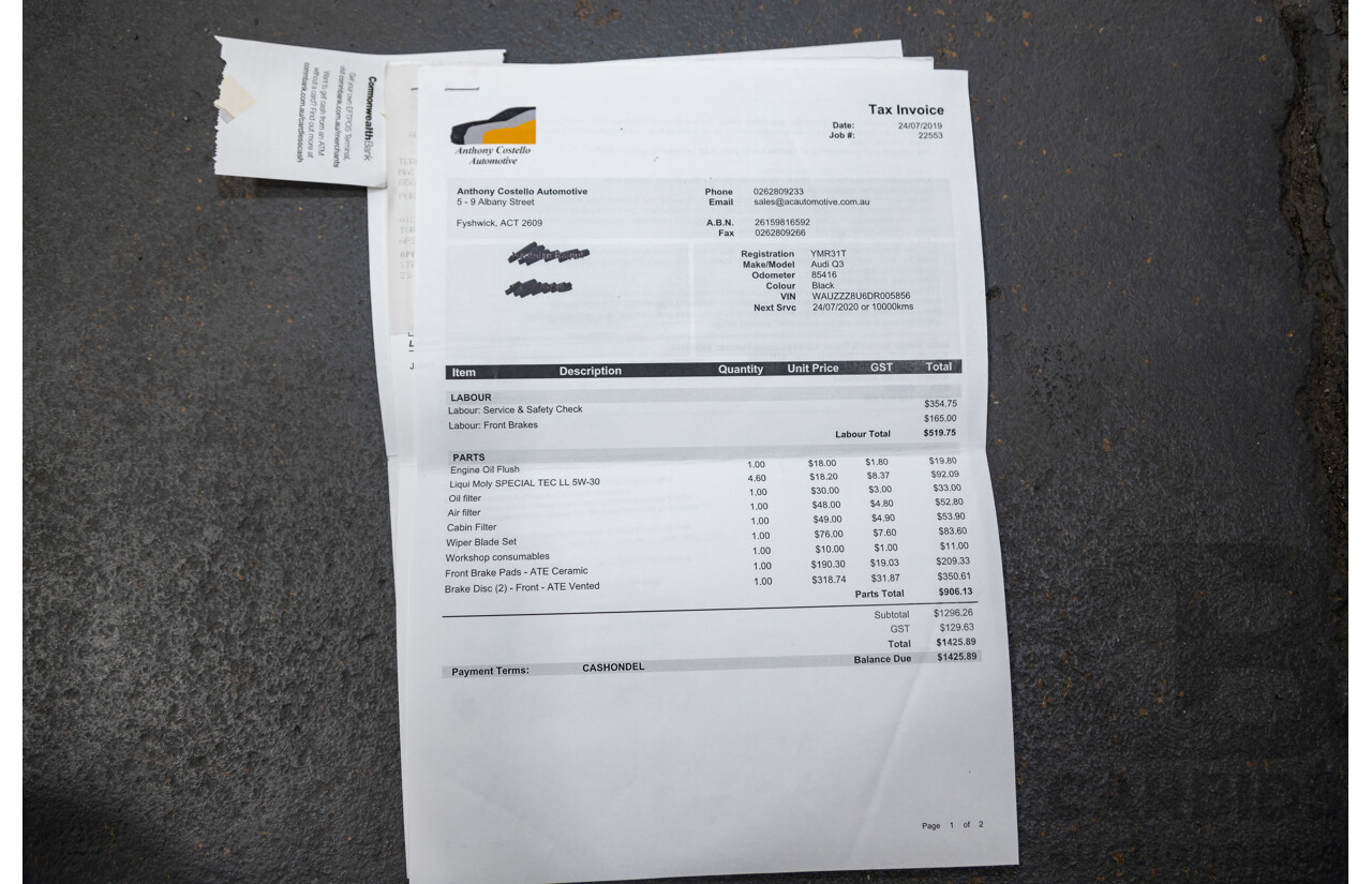 09/2012 Audi Q3 2.0 TFSI Quattro (AWD) 8U 4D Wagon Black Turbo 2.0L