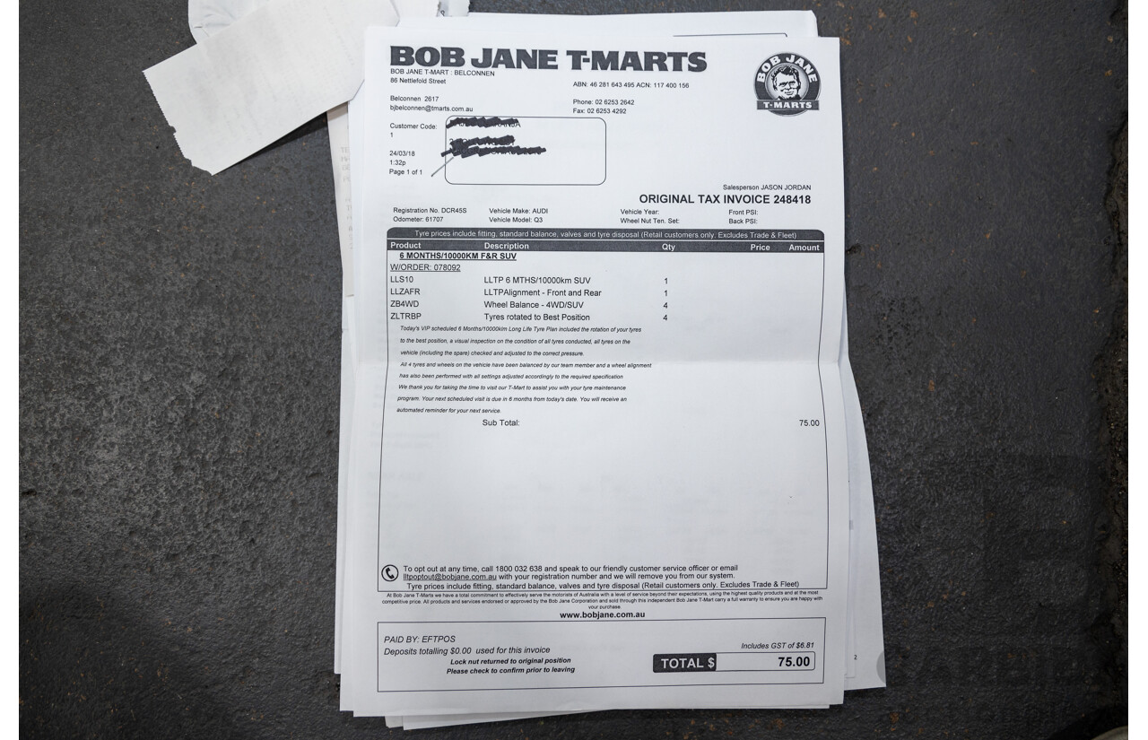 09/2012 Audi Q3 2.0 TFSI Quattro (AWD) 8U 4D Wagon Black Turbo 2.0L