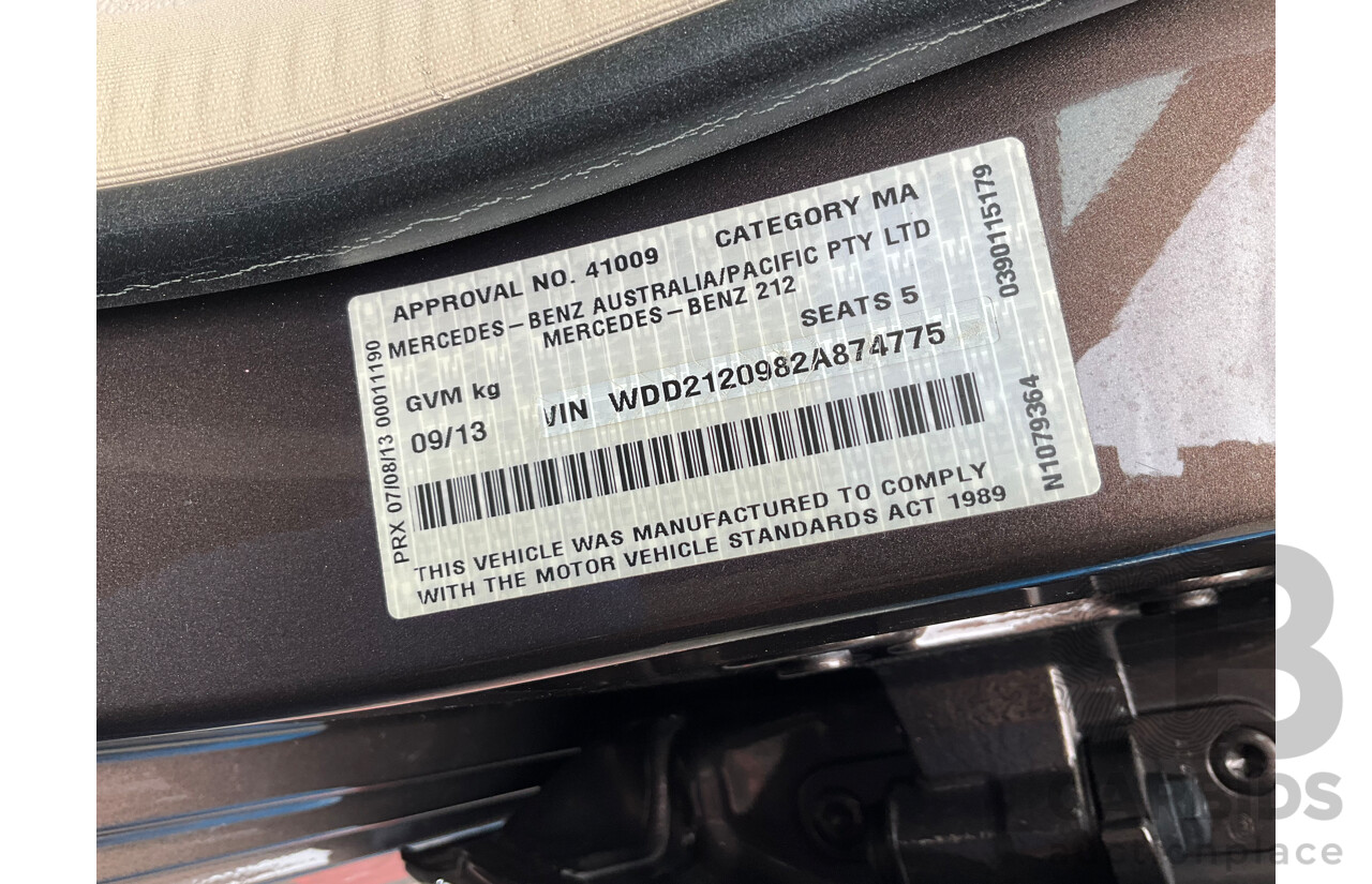 9/2013 Mercedes Benz E300 Bluetec Hybrid 212 MY13 4d Sedan Dolomite Brown Metallic Turbo Diesel 2.1L - Hybrid