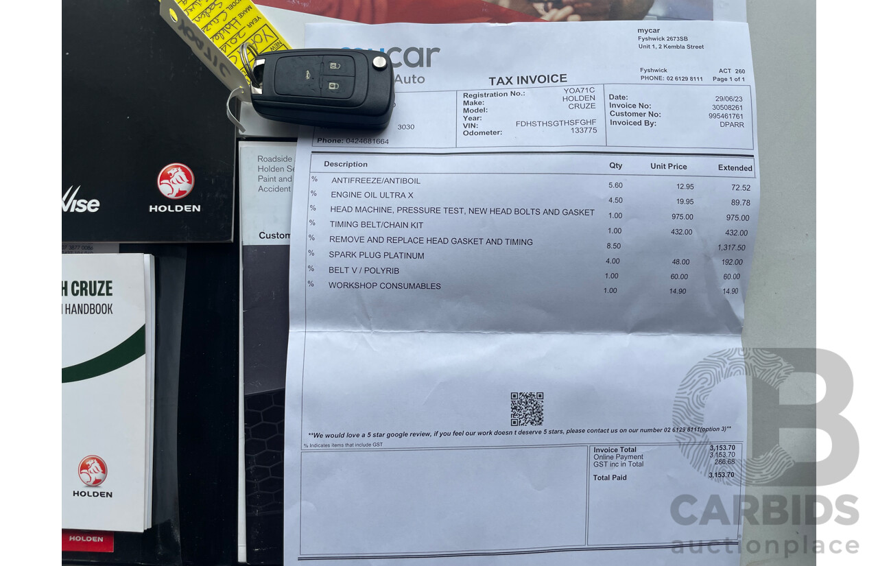 7/2014 Holden Cruze SRi Z-Series JH MY14 4d Sedan Silver 1.6L