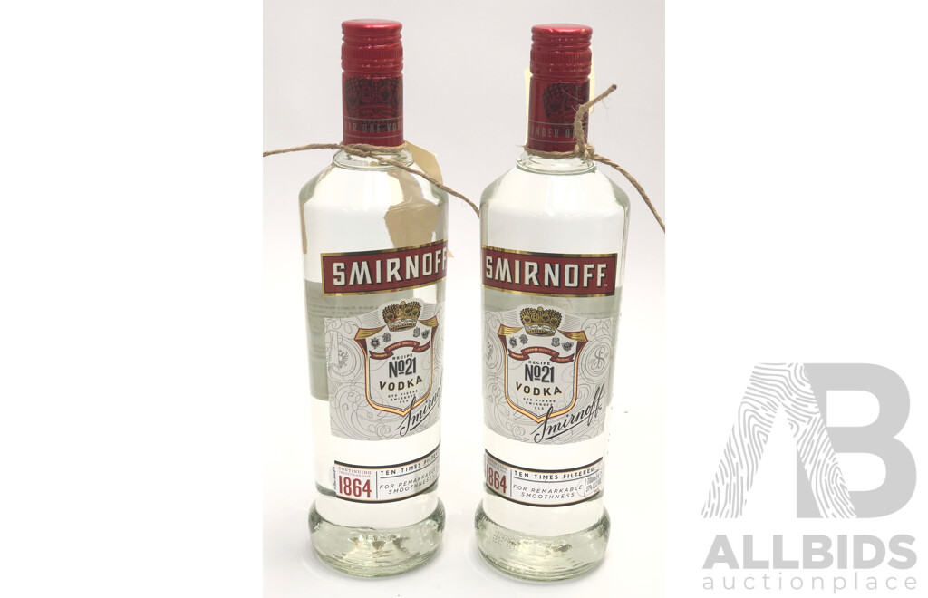 2x Bottles of 700ml Smirnoff Recipe No 21 Vodka