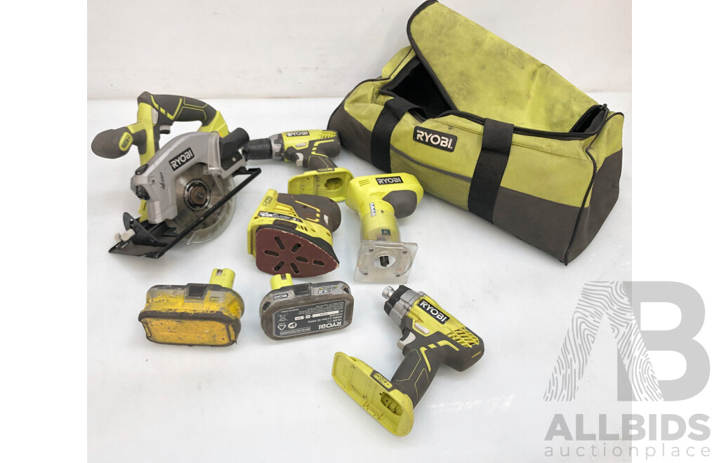 7 Piece Ryobi 18v Tool Set with Ryobi Tool Bag