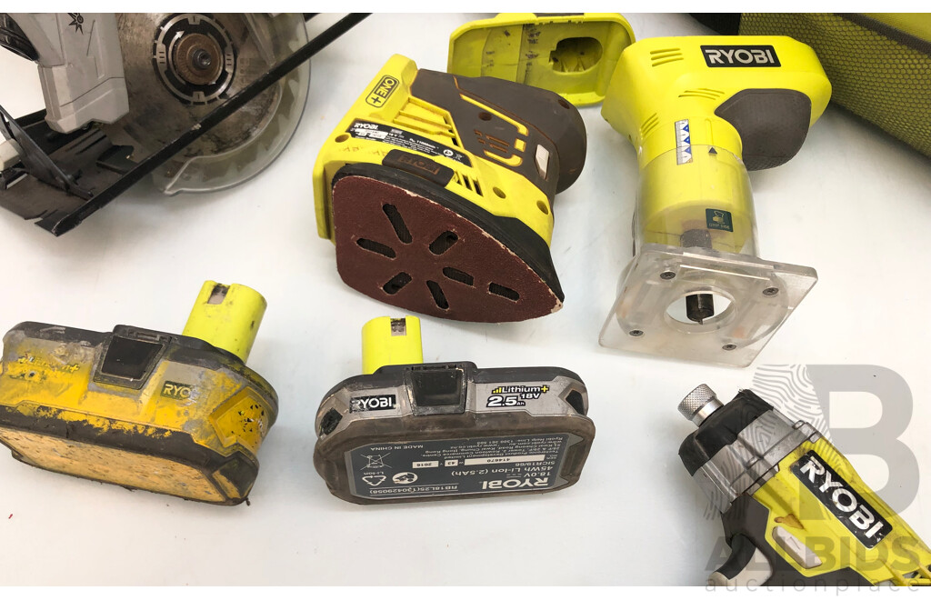 7 Piece Ryobi 18v Tool Set with Ryobi Tool Bag