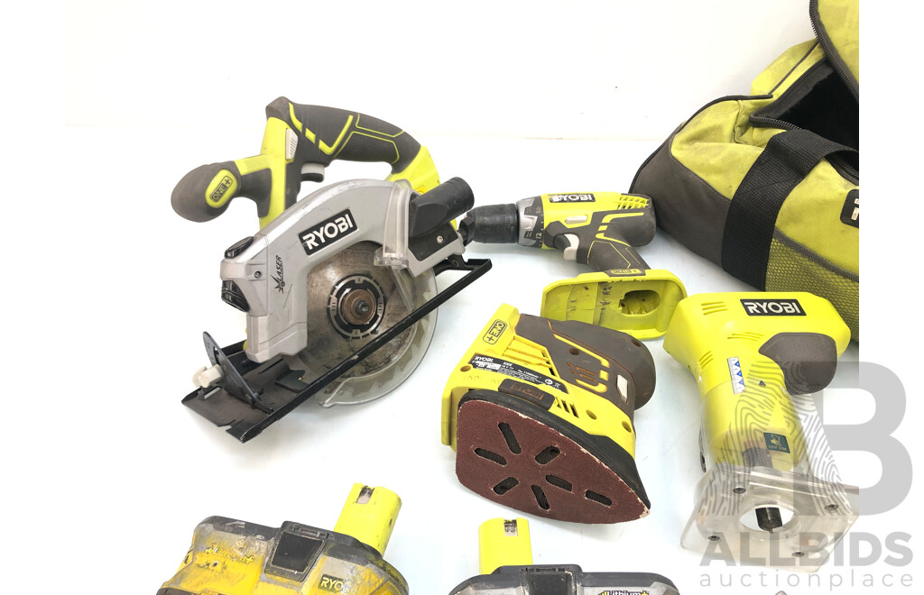 7 Piece Ryobi 18v Tool Set with Ryobi Tool Bag