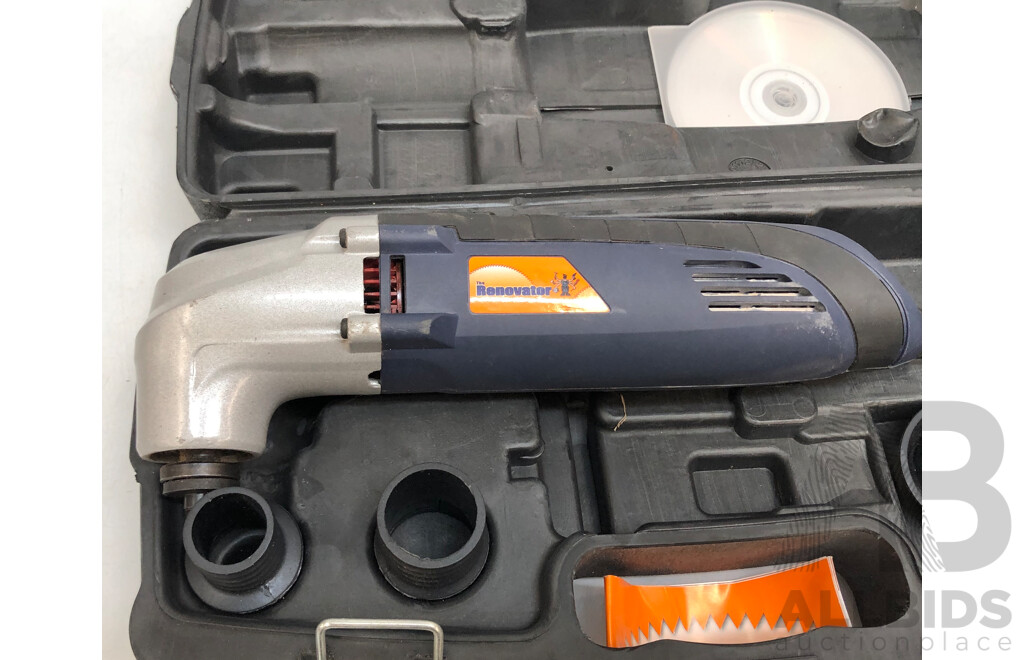 Bosch GWS 22-230 9 Inch Grinder, the Renovator Multi Tool Kit and Milwaukee M18 4.0Ah Battery