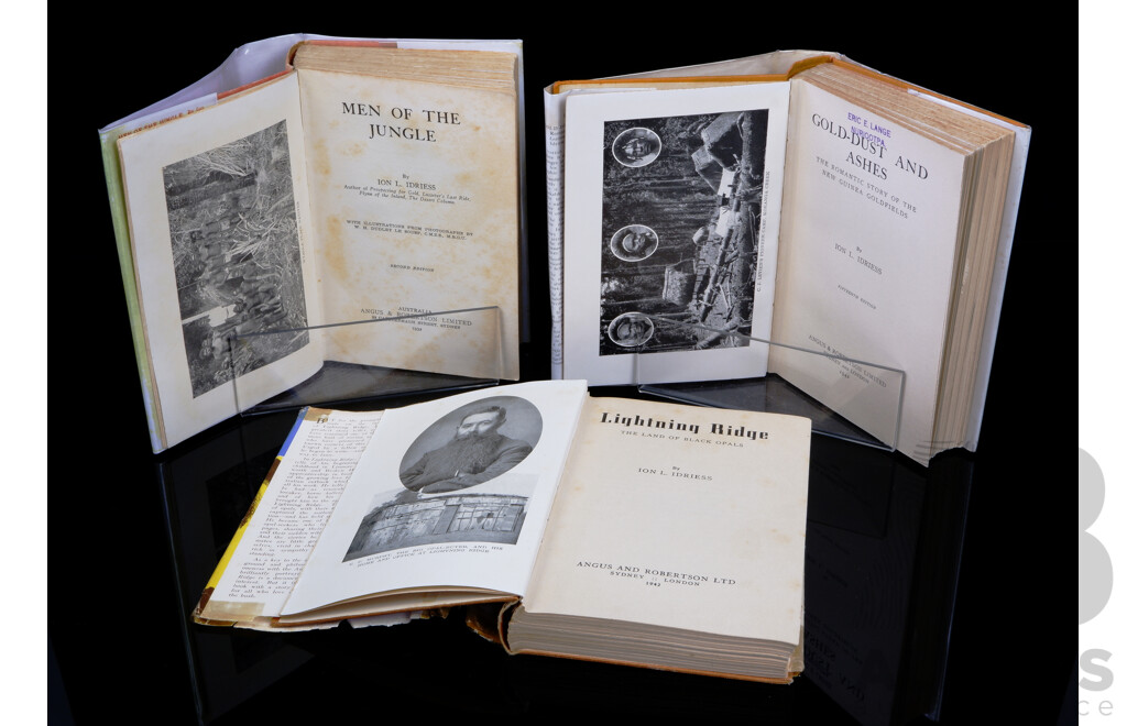 Collection Four Vintage Ion Idriess Titles Comprising Men of the Jungle, Gold Dust and Ashes, Lightning Ridge,  All Hardcover
