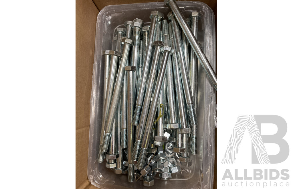 Zinc Plated Nuts and Bolts - Assorted Sizes - Lot of 280 Approximately