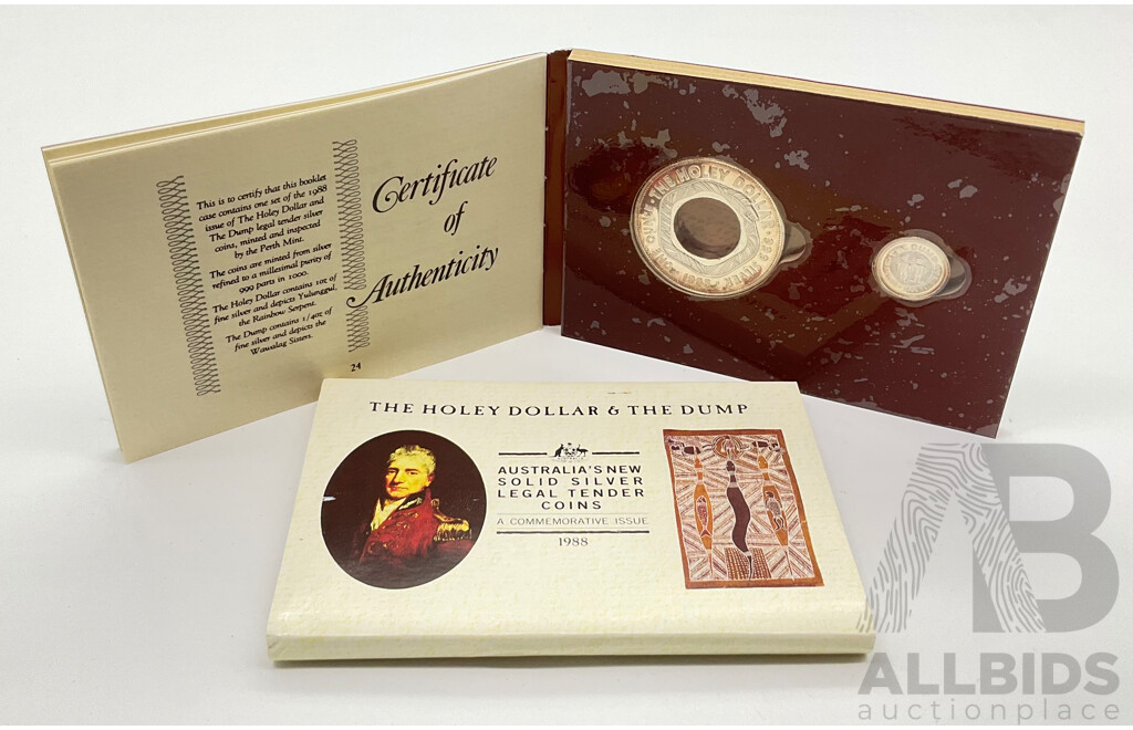 Australian Perth Mint 1990 Silver Holey Dollar and the Dump Coins .999