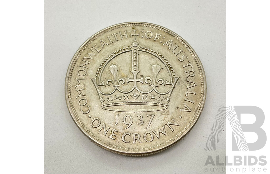 Australian 1937 Silver One Crown Coin .925