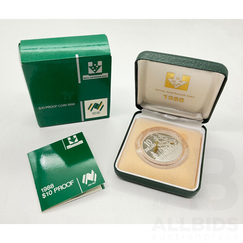 Australian RAM 1988 Ten Dollar Silver Proof Coin, Bicentenary .925