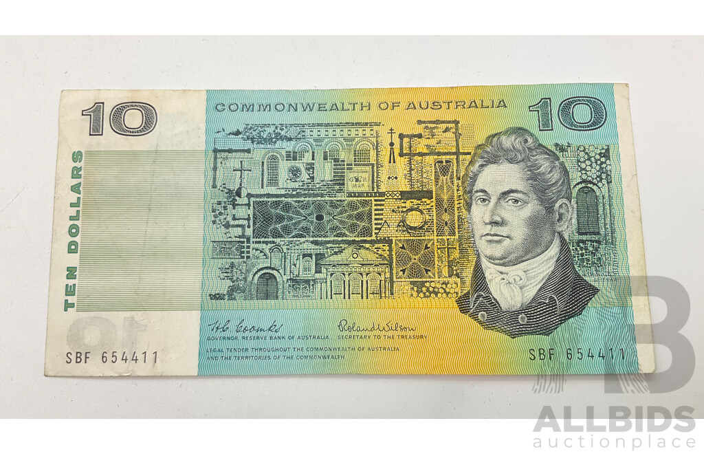 Australian 1966 Ten Dollar Note, COA Coombs/Wilson SBF 654411