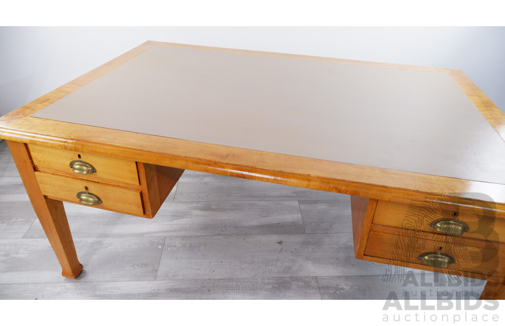 Large Vintage Silky Oak Desk
