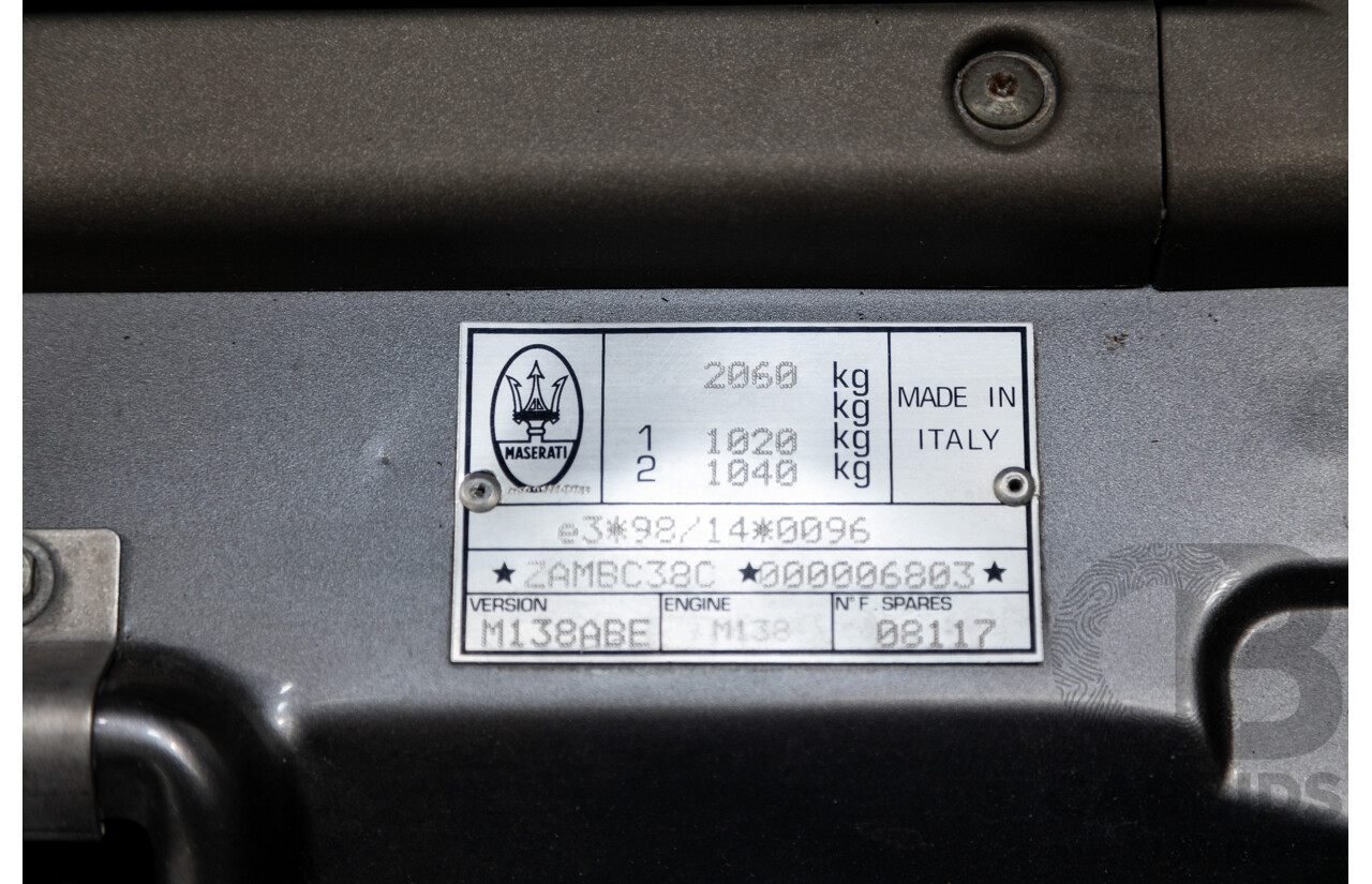 7/2002 Maserati Coupe Cambiocorsa 2d Coupe Grigio Alfieri Metallic Grey V8 4.2L - 09/2009 Import