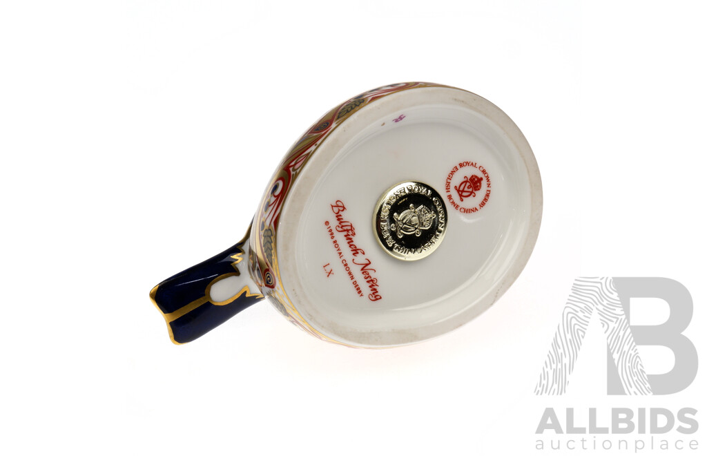 Royal Crown Derby Porcelain Bull Finch Nesting Paperweight