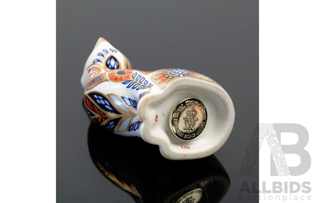 Royal Crown Derby Porcelain Cat Paperweight