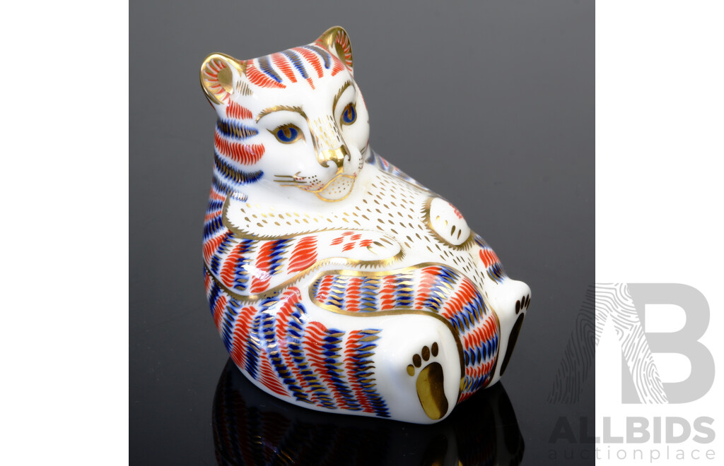 Royal Crown Derby Porcelain Tiger Cub Paperweight