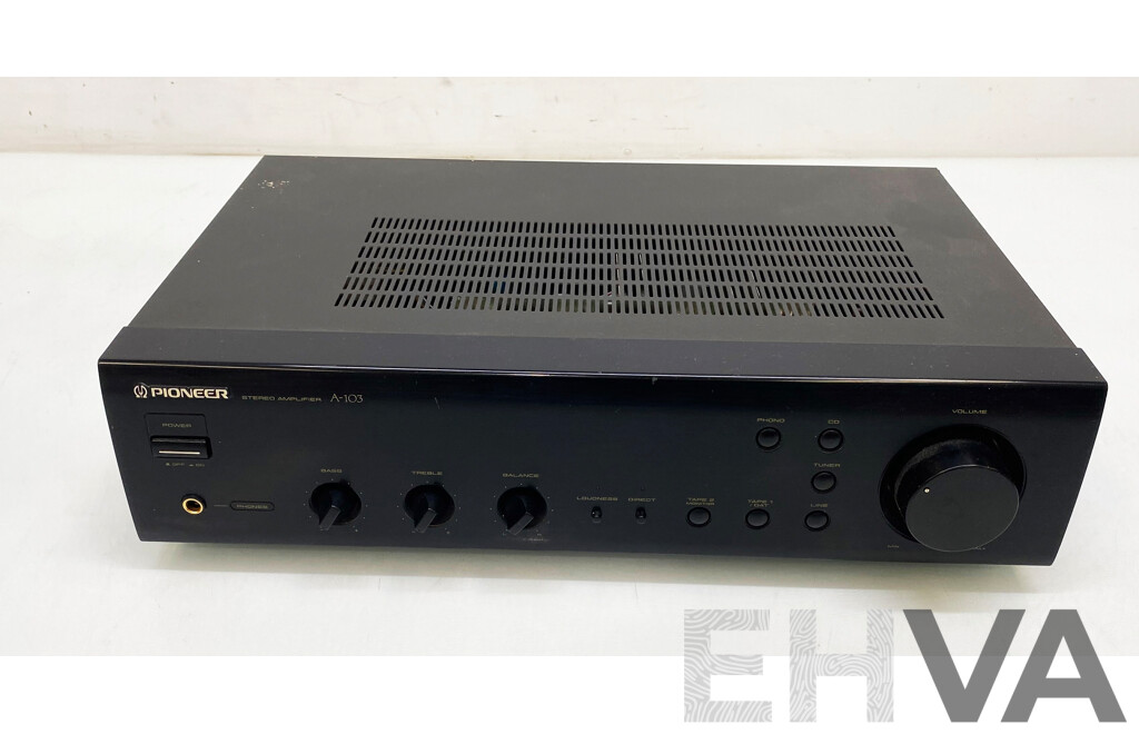 Pioneer (a-103) Stereo Amplifier W/ Speakers