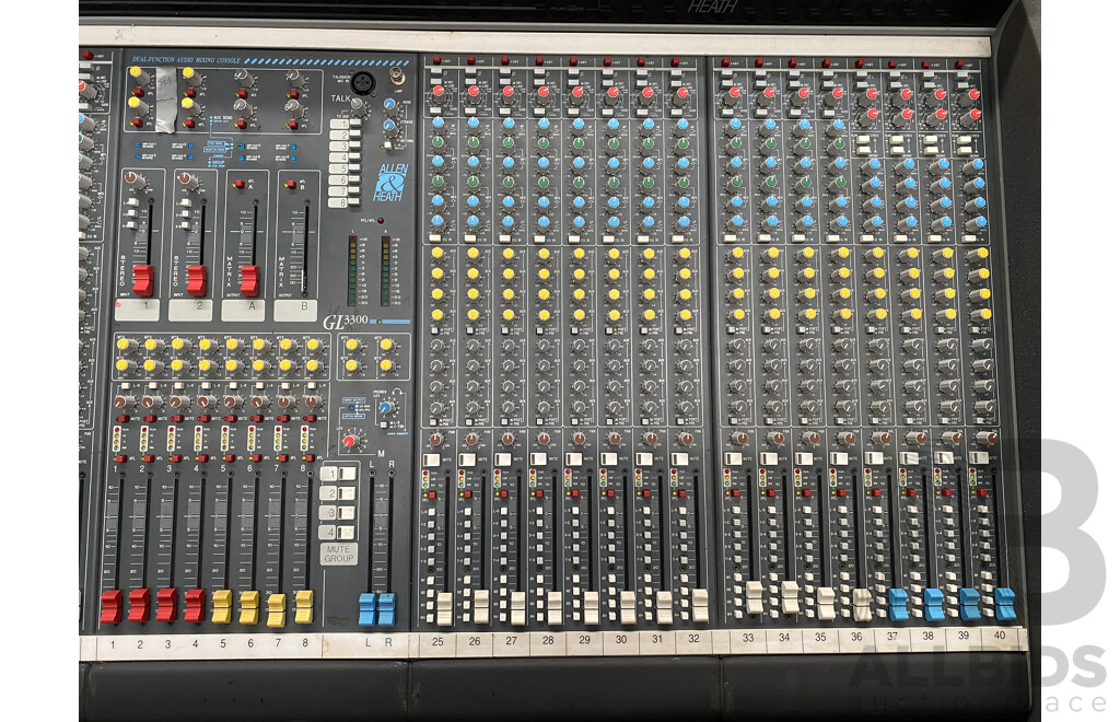 Allen & Heath GL3300 40 Channel Dual Function Audio Mixing Console with Rack Units and Road Cases