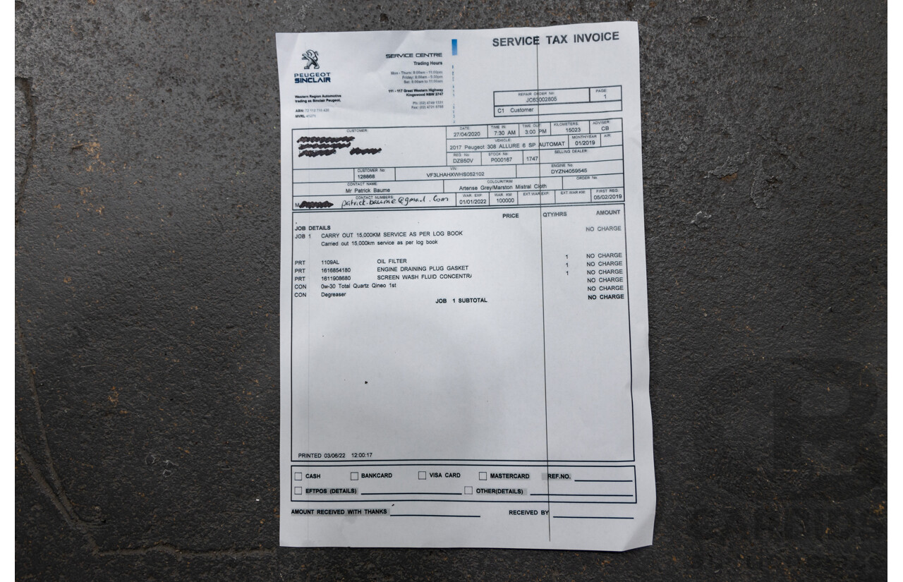 01/2019 Peugeot 308 Allure T9 MY19 4d Hatch Artense Grey Turbo 1.2L