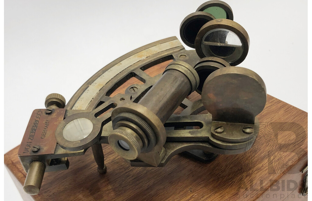 Vintage Brass Von Zieberbosch German Nautical Sexton in Timber Box