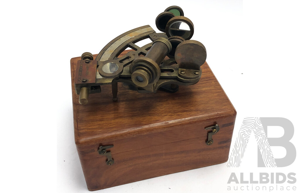 Vintage Brass Von Zieberbosch German Nautical Sexton in Timber Box