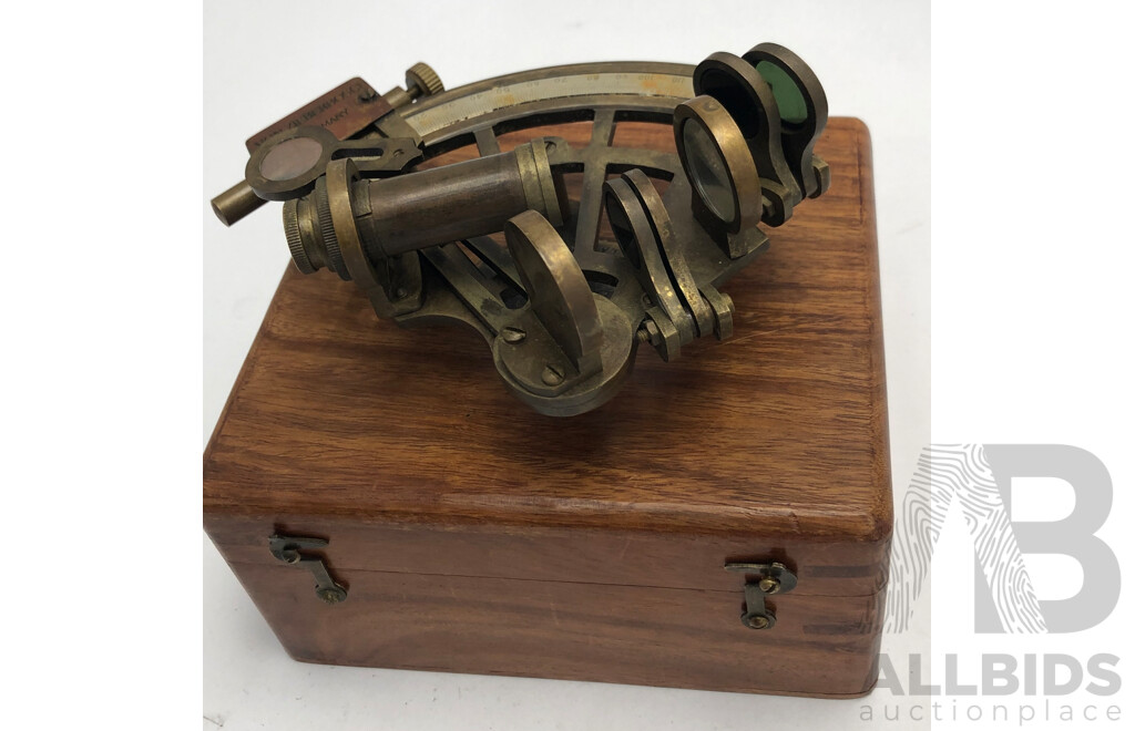 Vintage Brass Von Zieberbosch German Nautical Sexton in Timber Box