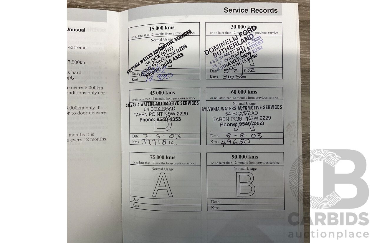 5/2002 Ford Falcon XL Tradesman AUII 2d C/Chas White 4.0L