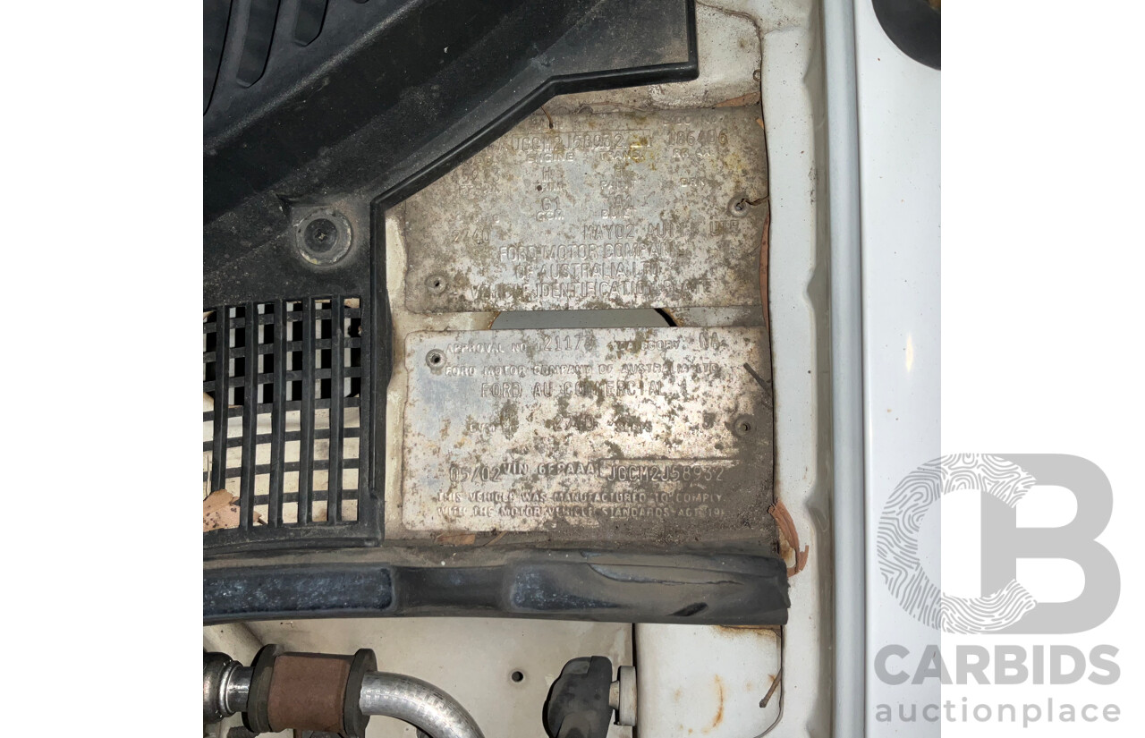 5/2002 Ford Falcon XL Tradesman AUII 2d C/Chas White 4.0L