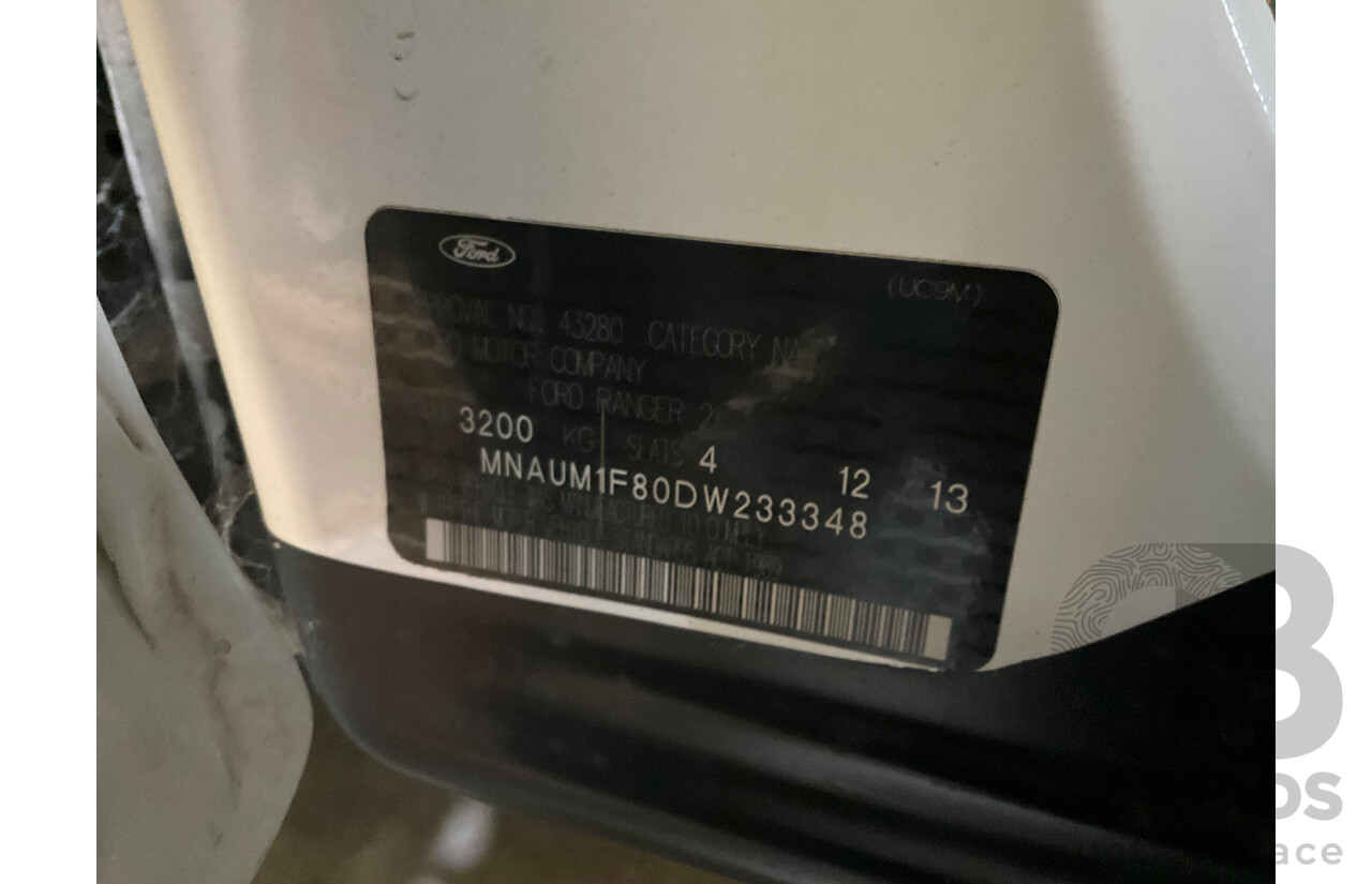 12/2013 Ford Ranger XL 2.2 Hi-Rider PX Super Cab Utility White Turbo Diesel 2.2L