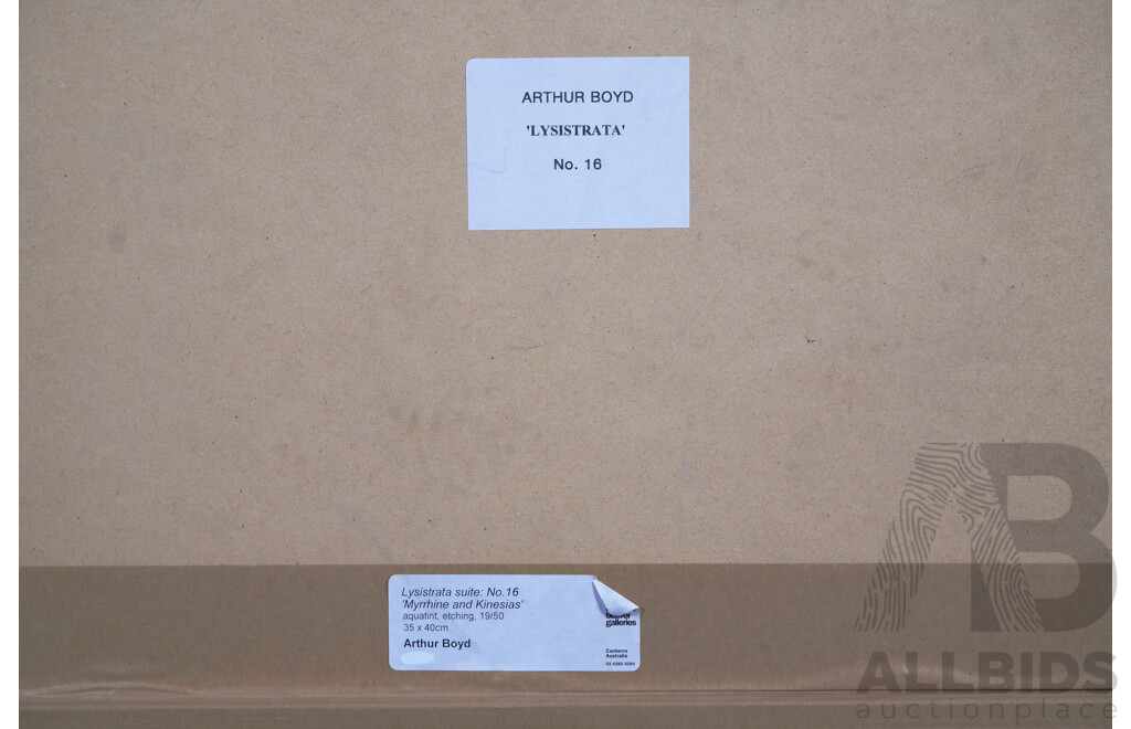Arthur Boyd (1920-1999), Lysistrata Suite No.16 - Myrrhine & Kinesias, Etching & Aquatint