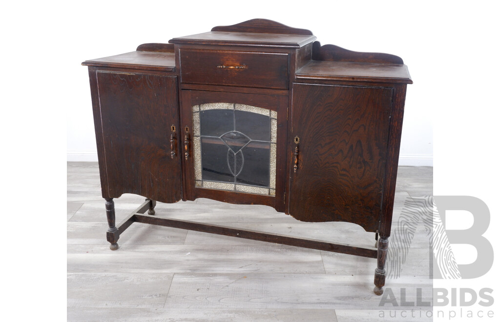 Antique Art Deco Era Oak Sideboard