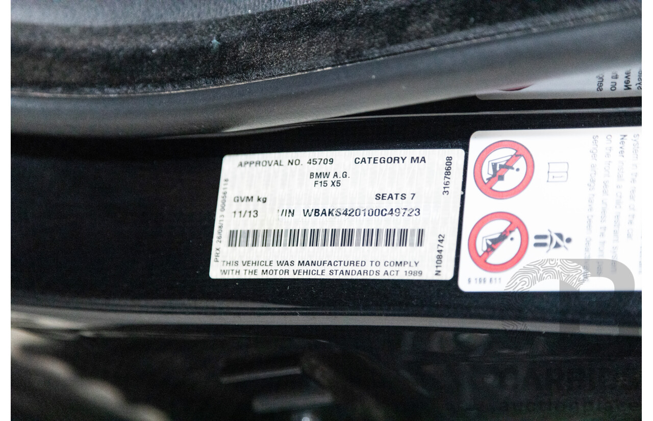 11/2013 BMW X5 xDrive30d (AWD) F15 4D Wagon Metallic Black Turbo Diesel 3.0L - 7 Seater