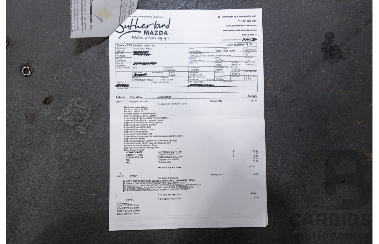 05/2018 Mazda 3 SP25 BN MY18 4D Sedan Deep Crystal Blue Metallic 2.5L