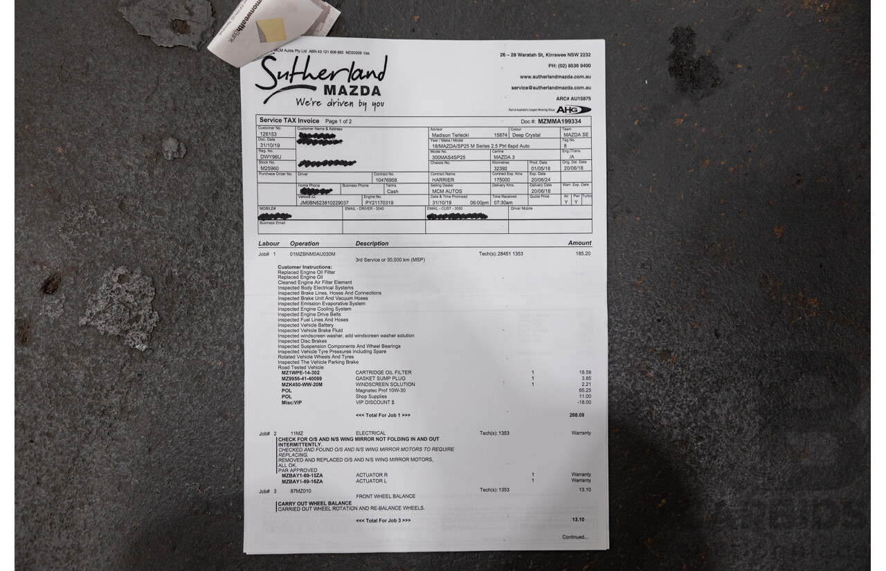 05/2018 Mazda 3 SP25 BN MY18 4D Sedan Deep Crystal Blue Metallic 2.5L