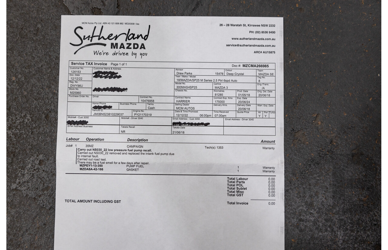 05/2018 Mazda 3 SP25 BN MY18 4D Sedan Deep Crystal Blue Metallic 2.5L