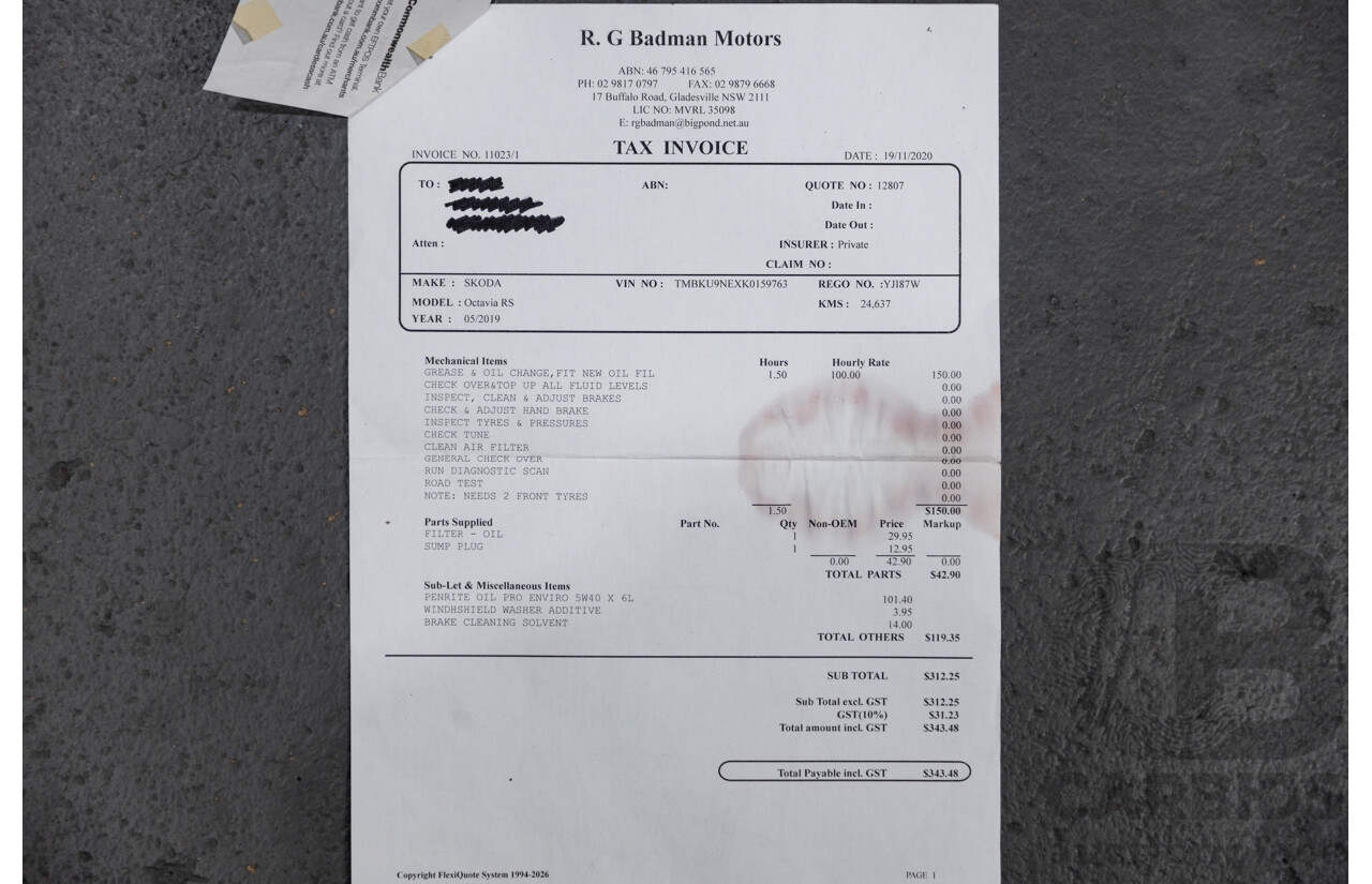 05/2019 Skoda Octavia RS 245 180 TSI NE MY19 4D Wagon Metallic Black Turbo 2.0L