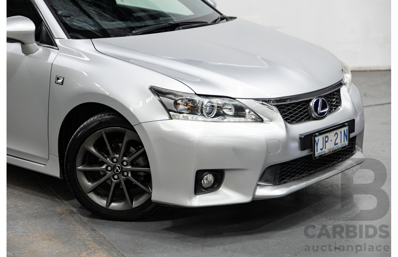 03/2013 Lexus CT 200H Hybrid F-Sport ZWA10R MY13 Upgrade 5D Hatchback Silver 1.8L - Hybrid