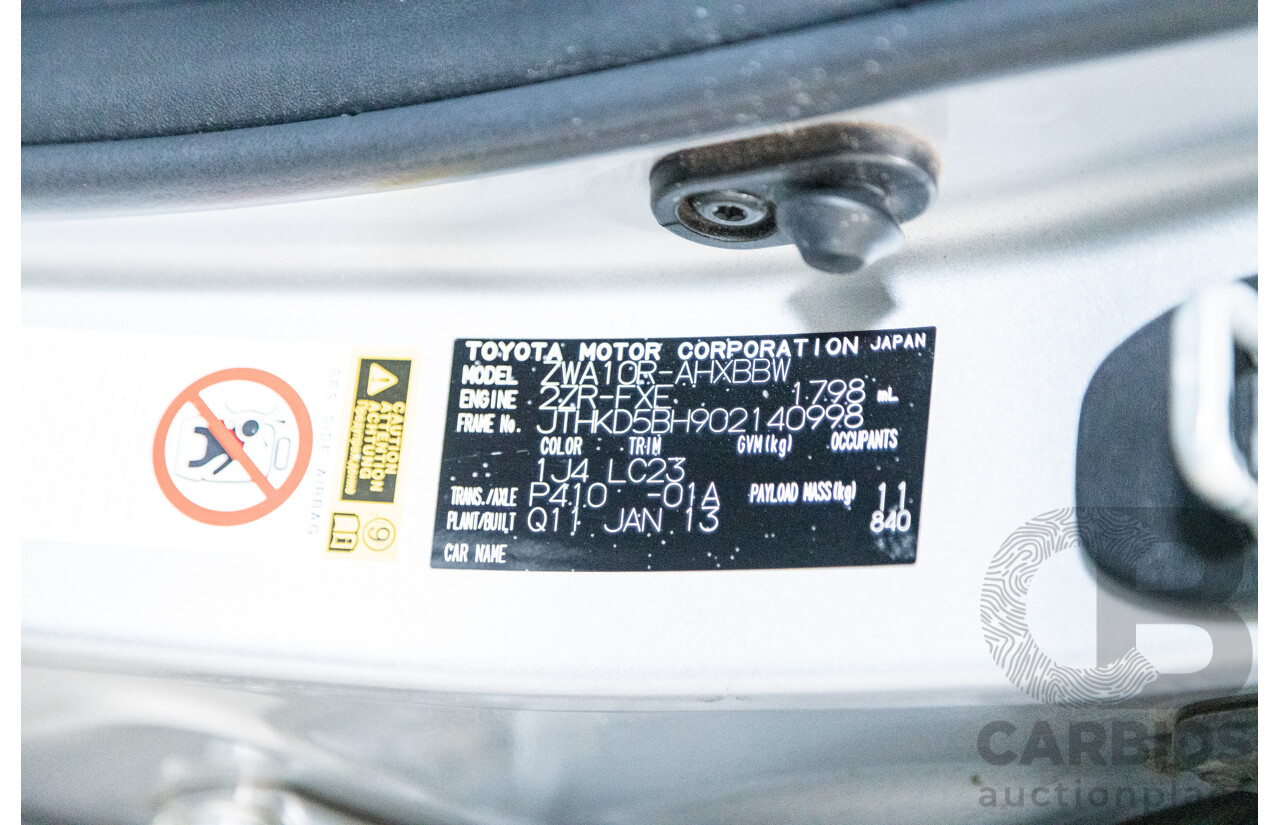 03/2013 Lexus CT 200H Hybrid F-Sport ZWA10R MY13 Upgrade 5D Hatchback Silver 1.8L - Hybrid