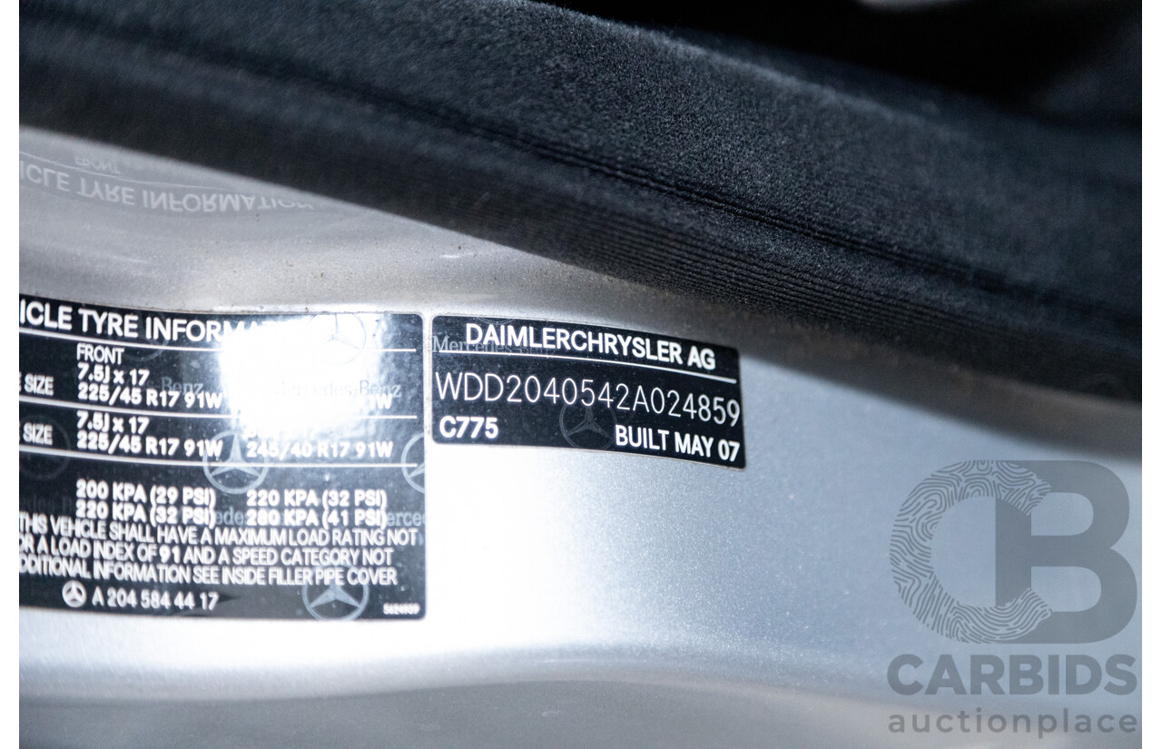 07/2007 Mercedes Benz C280 Avantgarde W204 4D Sedan Iridium Silver Metallic V6 3.0L