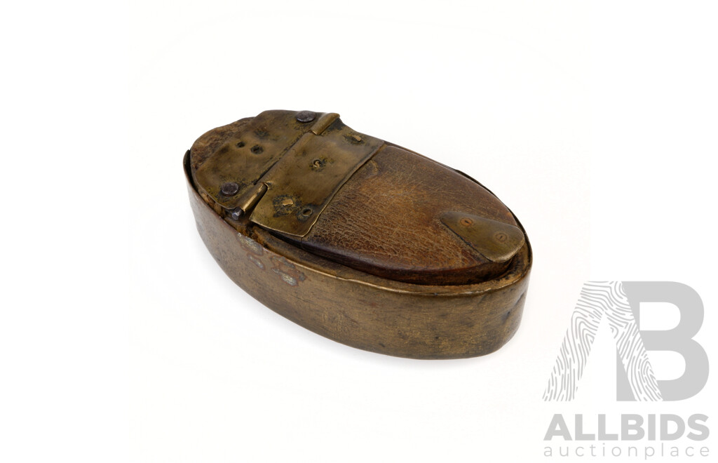 Unusual Trench Art Brass and Horse Hoove Hinged Lidded Box