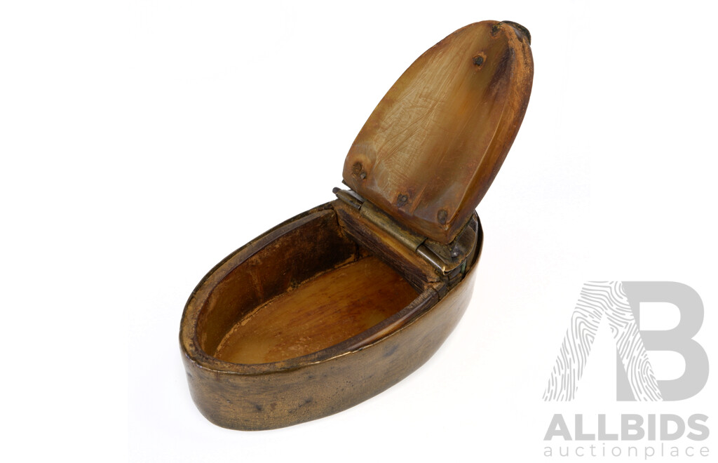 Unusual Trench Art Brass and Horse Hoove Hinged Lidded Box
