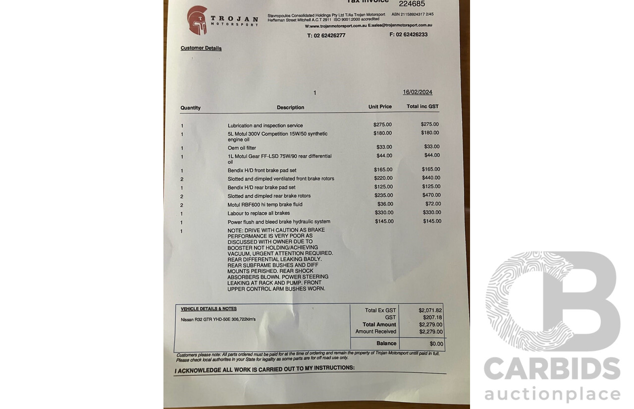 01/1989 Nissan Skyline R32 GT-R Series 1 (AWD) 2d Coupe TH1 Dark Blue Pearl Twin Turbo 2.6L - Import