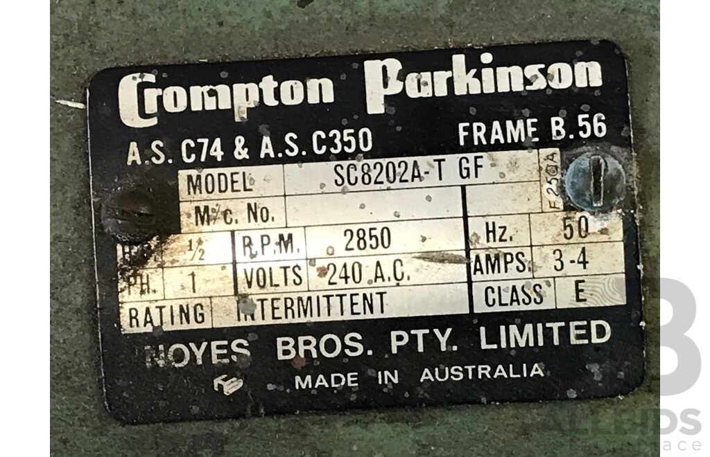 Crompton Parkinson 8" Grinder with Pedestal Stand