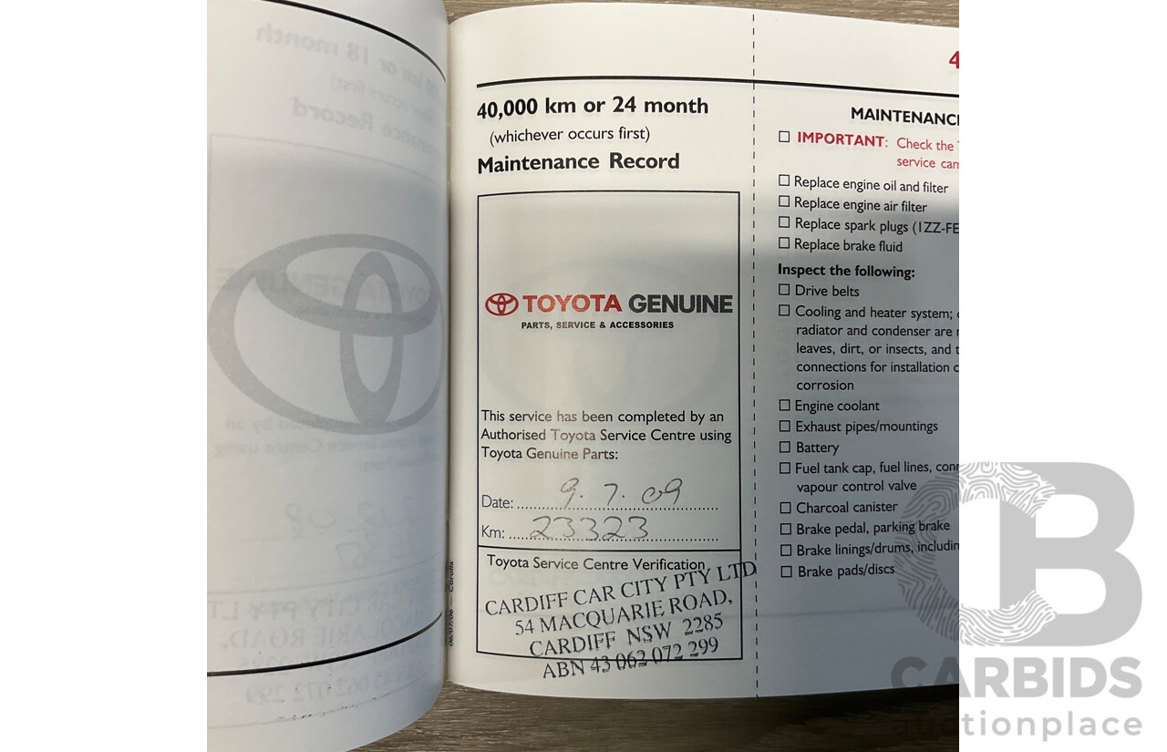 2/2007 Toyota Corolla Conquest SECA ZZE122R MY06 UPGRADE 5d Hatchback Blue 1.8L