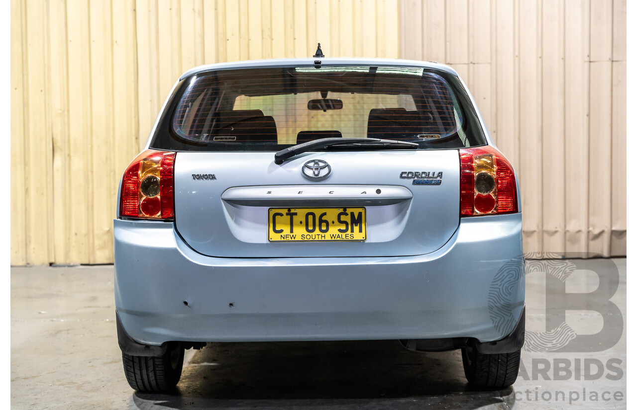 2/2007 Toyota Corolla Conquest SECA ZZE122R MY06 UPGRADE 5d Hatchback Blue 1.8L