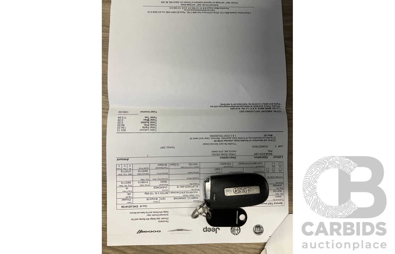 7/2016 Jeep Cherokee Limited (4x4) 4d Wagon Metallic Black Turbo Diesel 2.0L